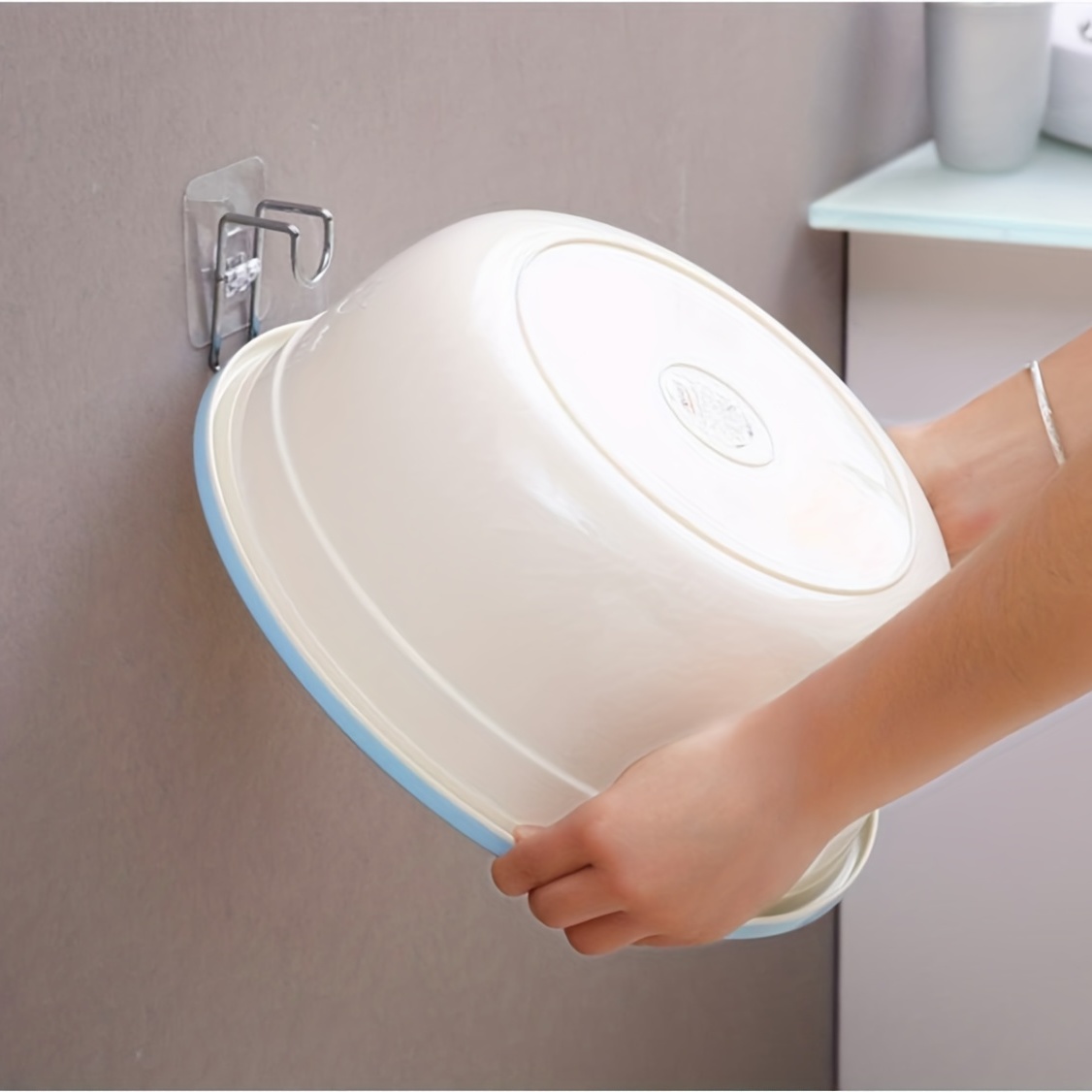 4pcs Stainless Steel Adhesive Hook Bathroom Wall Towel Basin Kitchen Storage Rac