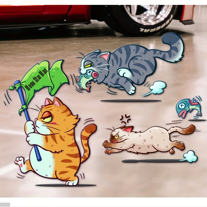 Autocollants De Voiture Cartoon Cat Personnalité Fun Drôle - Temu Belgium