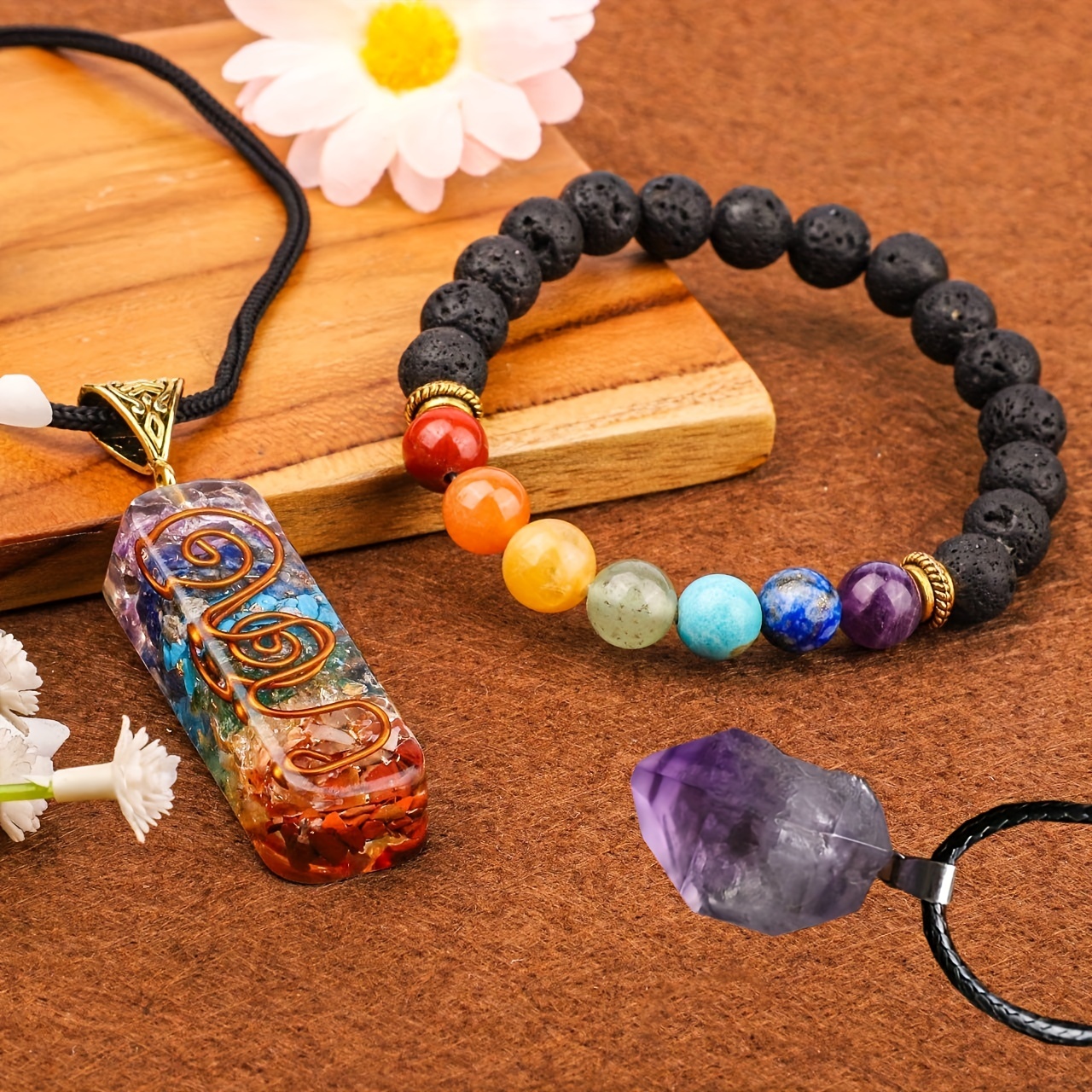 7 Chakra Necklace & Chakra Bracelet - Chakra Jewelry Set For Women