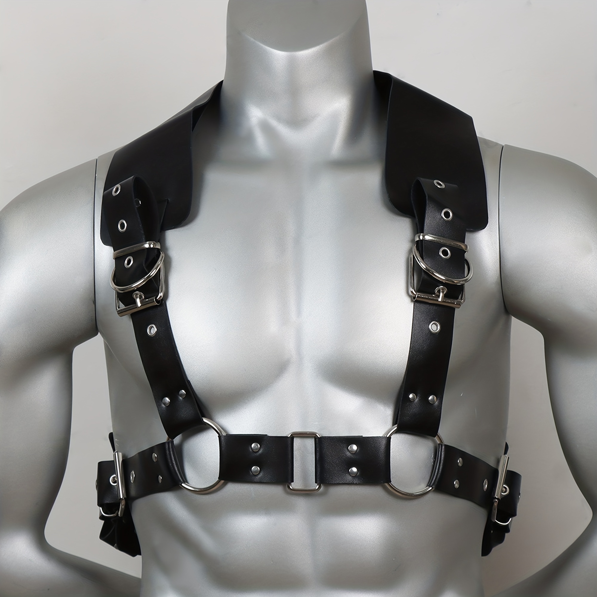 Mens Faux Leather Body Harness Adjustable Buckle Chest - Temu