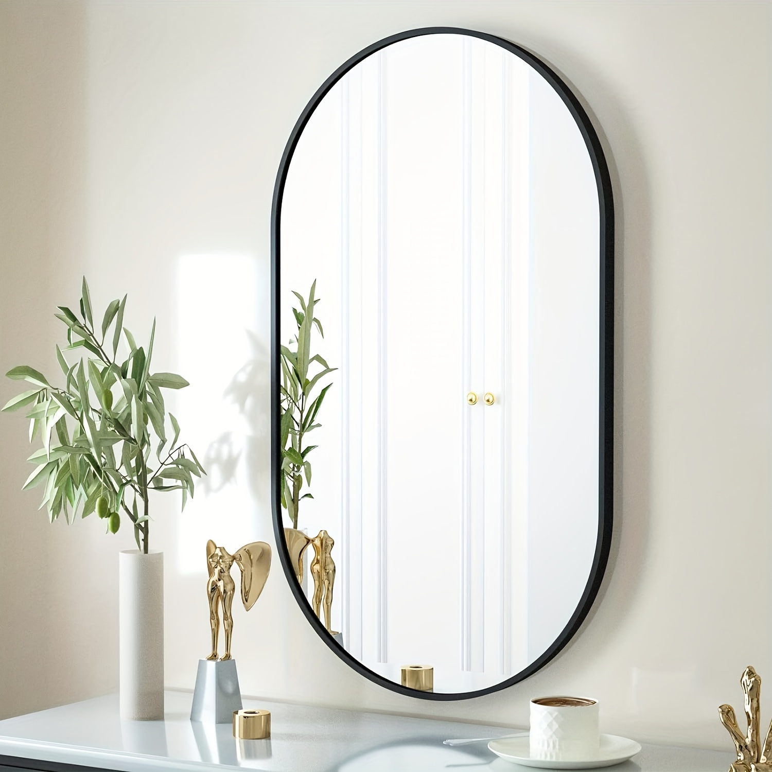 Espejo rectangular de pared de cristal con diamantes para decoración del  hogar, espejo decorativo para baño, entrada y dormitorio, 16 x 20 pulgadas
