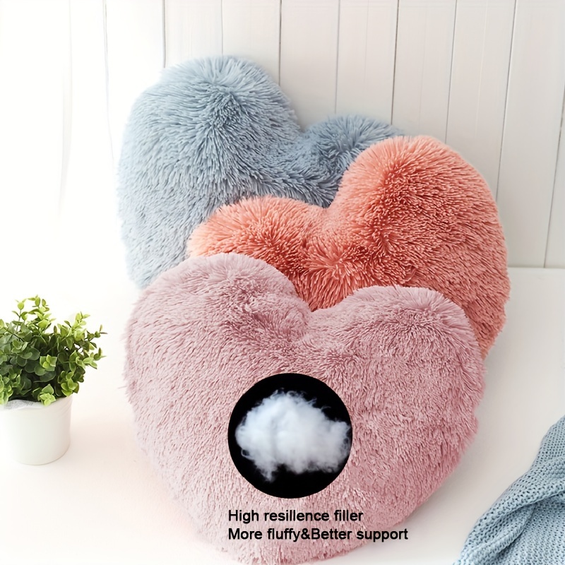  4 almohadas de corazón para el día de San Valentín, lindo cojín  de felpa en forma de corazón, almohada decorativa de corazón de peluche  para niños, almohadas de juguete de felpa