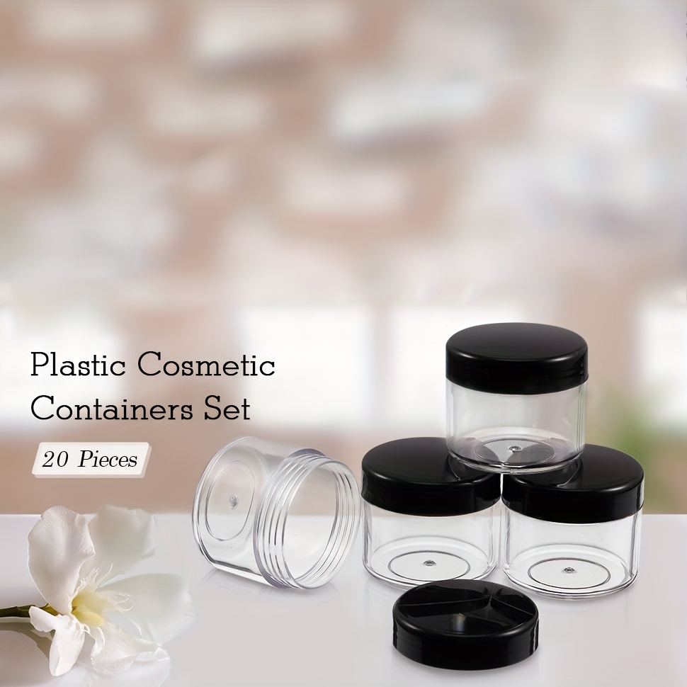 20 Pieces Round Pot Jars Plastic Cosmetic Containers Set with Lid for  Liquid Creams Sample, 20 ml/ 0.7 oz (Pink Lid)