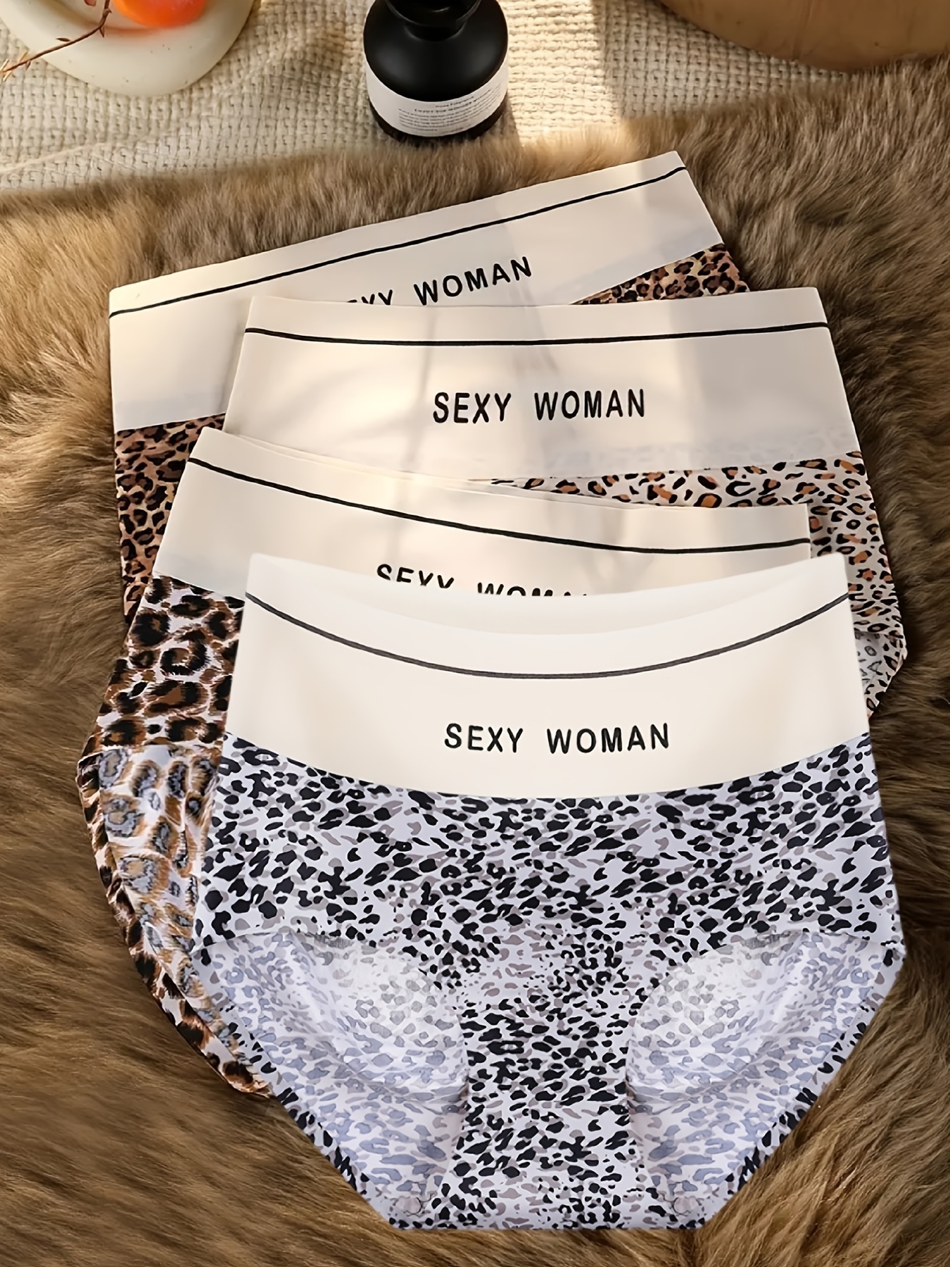 Sexy Leopard Print Underwear Set Seamless Wireless Bra Hollow Out