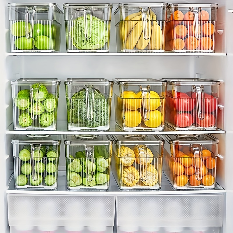 

1pc Transparent Refrigerator Storage Box For Fresh-keeping Fruits, Vegetables, Meat, Eggs, Ginger, Garlic, And Green Onions - Home Kitchen Utensil With Dark Green Color Option