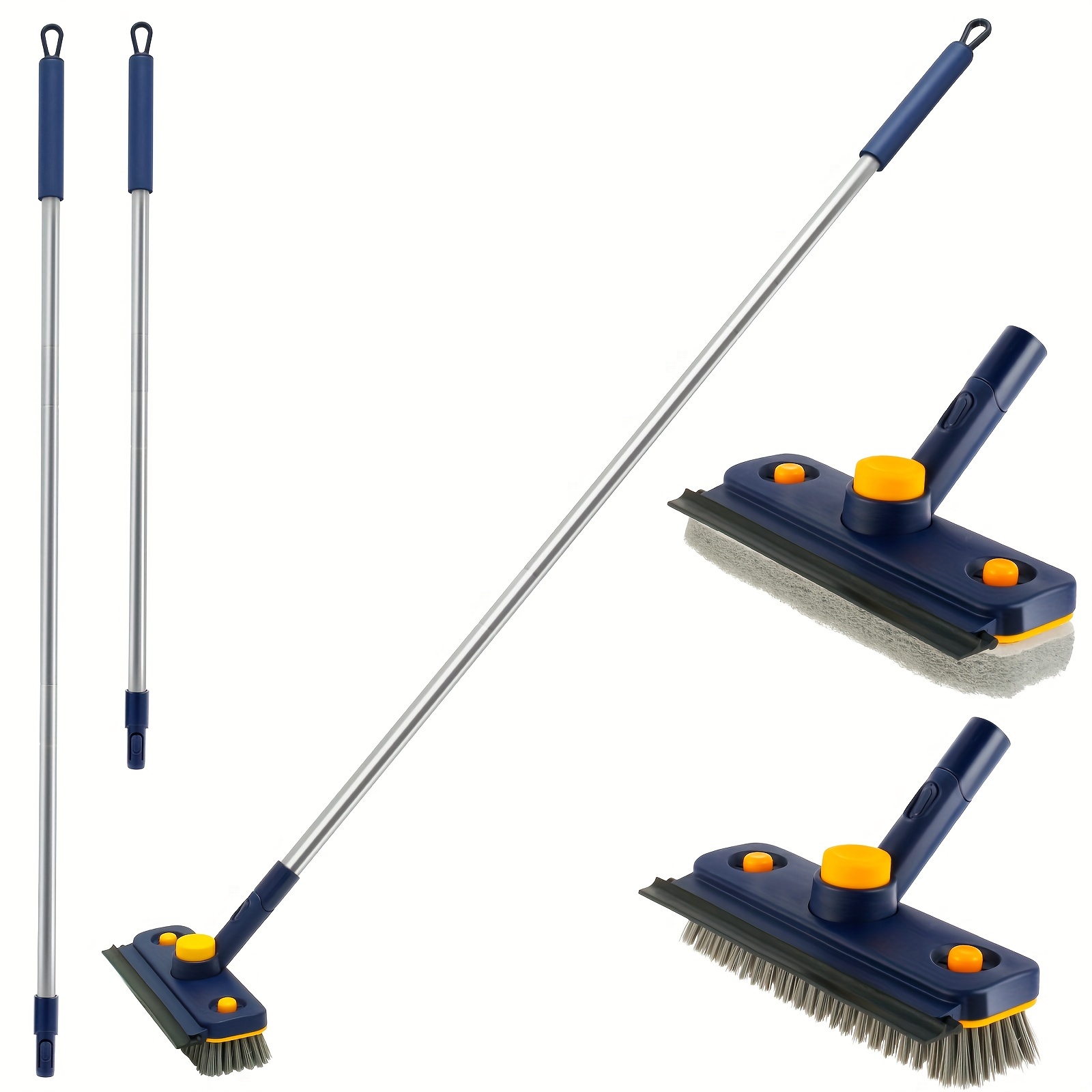 Long Handle Scrub Brush 3 in 1 Tub Tile Scrubber with 46inch Extendable ·