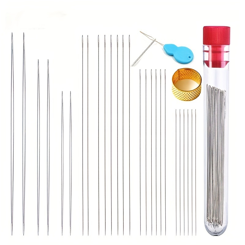 18pcs Beading Needles 6 Sizes Seed Beading Needle Big Eye Beading Needle  Foldable Beading Needle Set For Jewelry Making Bottle With Needle