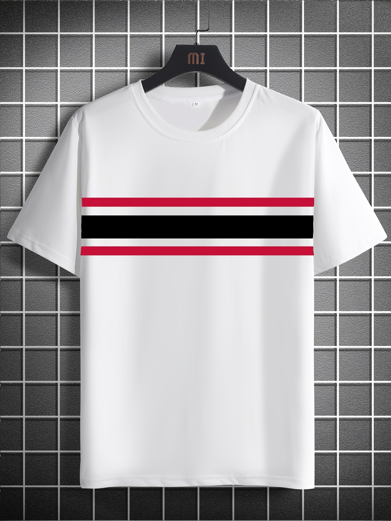 white t shirt with black lines for man