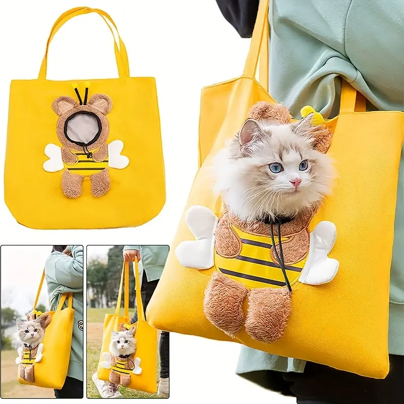 Pet Shoulder Carrying Bag Cute Bee shaped Pet Canvas - Temu