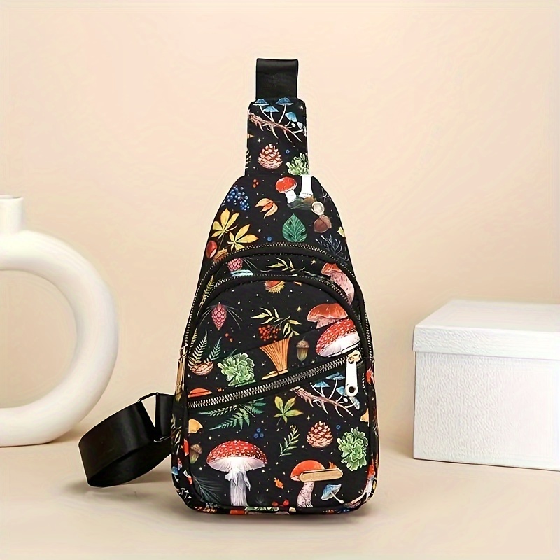 

Fashion Floral Pattern Sling Backpack, Multi Pockets Chest Bag, Trendy Oxford Cloth Crossbody Bag