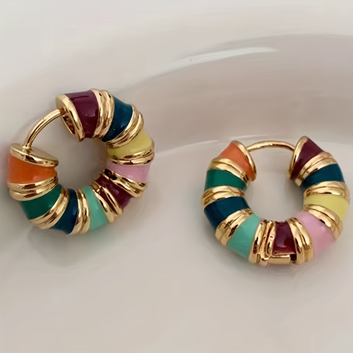 Exclusive Copper Painting Enamel Earrings for Women