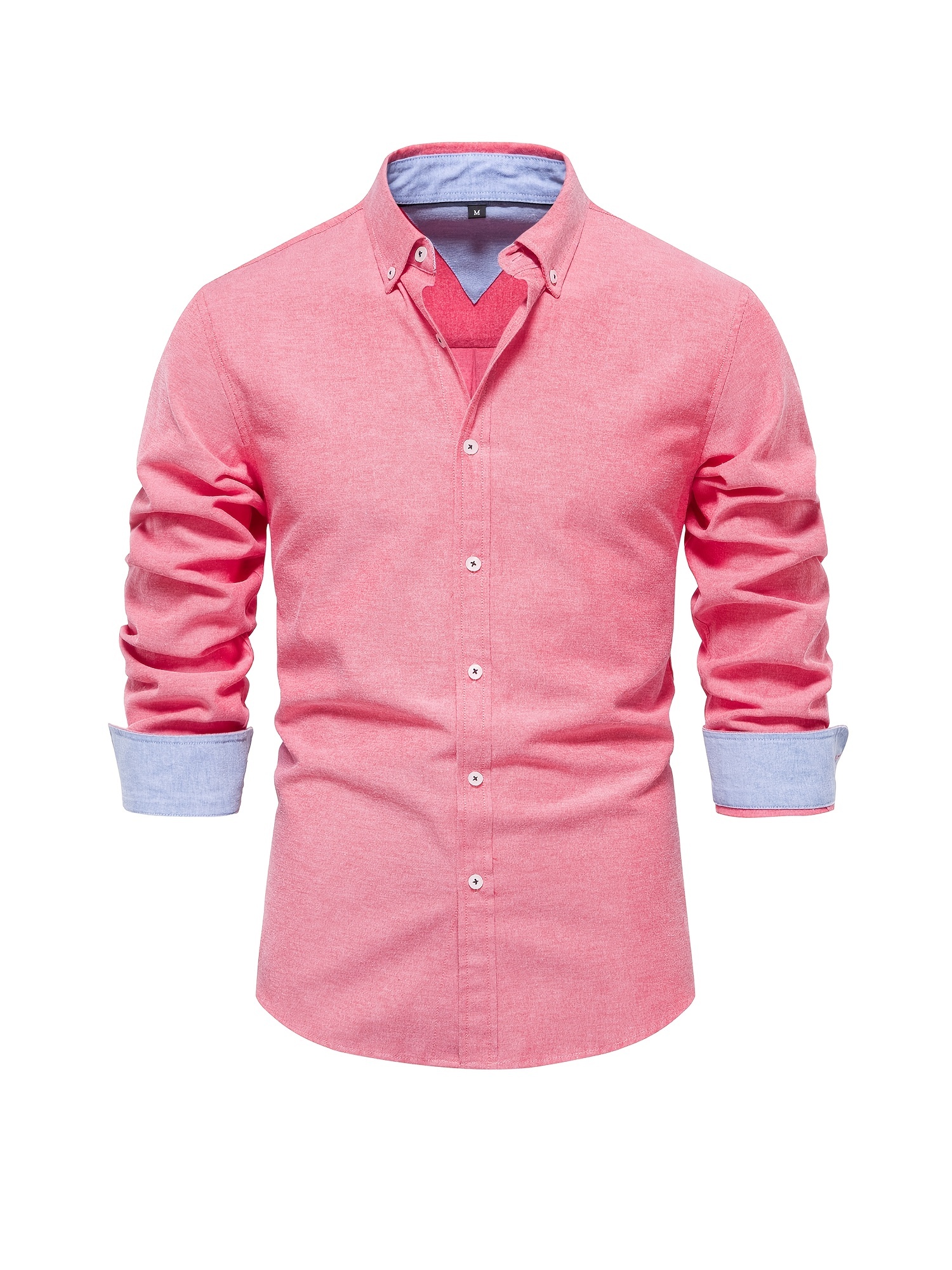 Camisa Oxford Casual De Manga Longa Para Homens, Camisa Confortável Com Botões Para Primavera Outono Ao Ar Livre detalhes 7