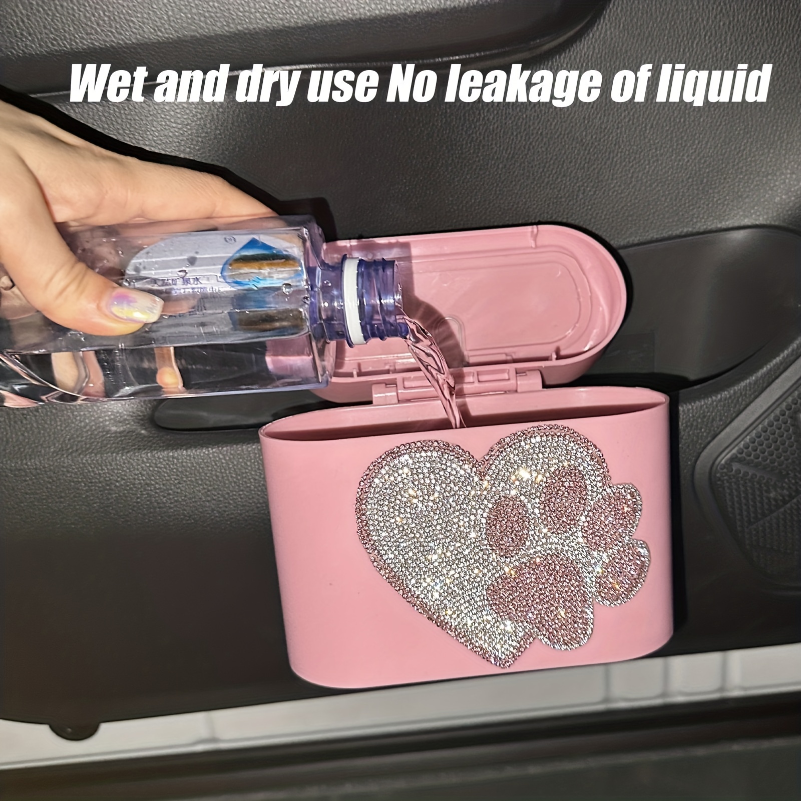 Sparkle And With This Adorable Heart-shaped Car Trash Can! - Temu