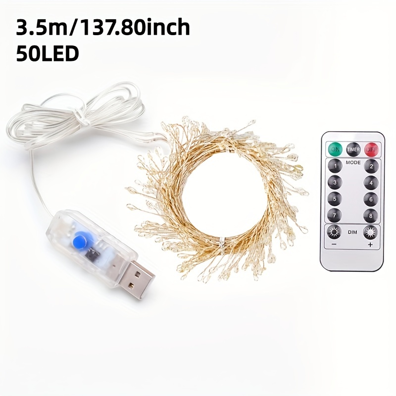 Outdoor Led Leather Wire String Lights Usb Plug Remote - Temu