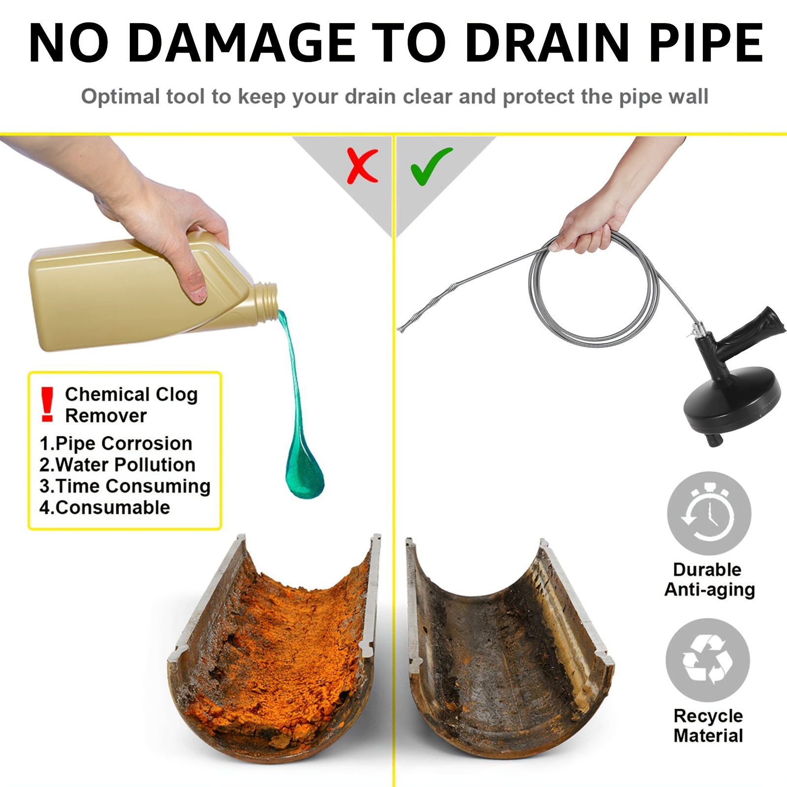 Plumbing Drain Auger Manual Drain Clog Remover With Flexible - Temu