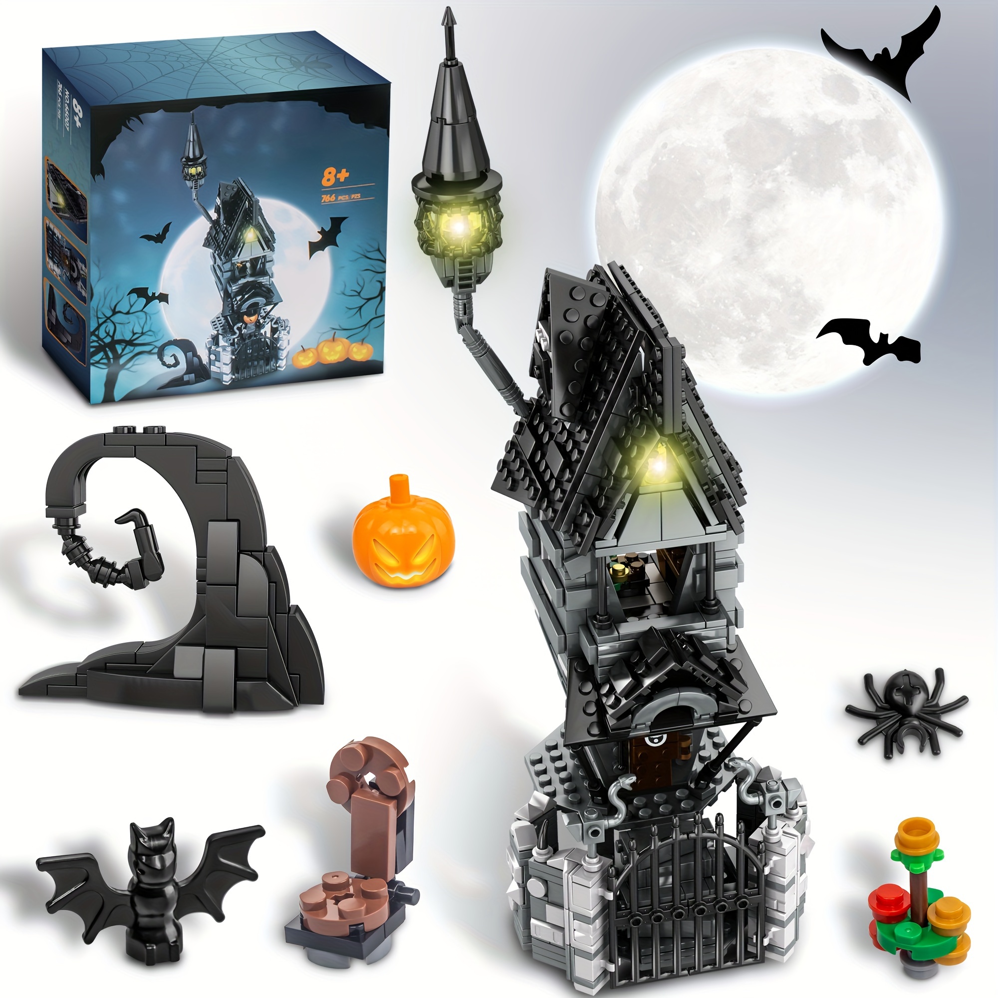  Nightmare Before Christmas Jack's and Sally Haunted House  Building Set with Led Light Compatible for Lego,Creative Festival Toy Kit  for Movie Fans Friends Kids(568pcs) : Toys & Games
