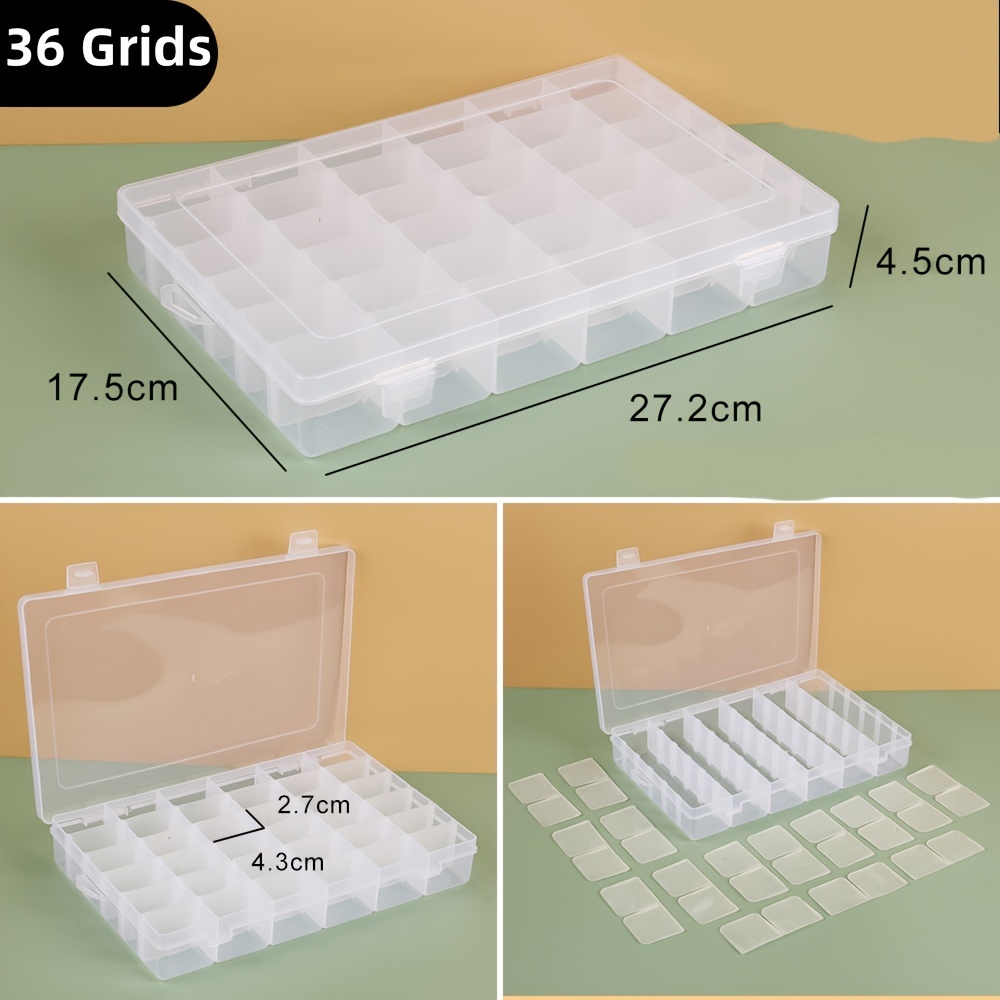 36 Grids Clear Plastic Organizer Box, Craft Storage Container for Beads  Organizer, Art DIY, Crafts Jewelry Storage, Fishing Tackles, Rock  Collection