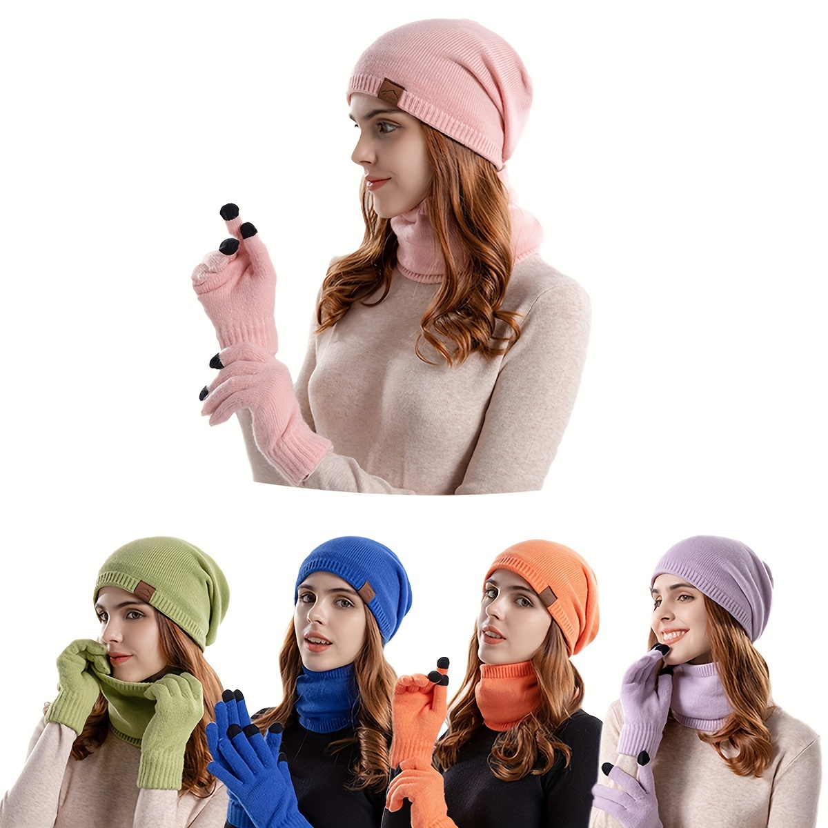 guantes para el frio bufandas de mujer hombre gorros de invierno juego  chalina