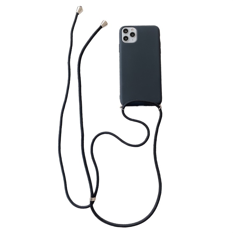 Funda Silicona Líquida Protección Camara Con Cuerda Cruzada Ajustable Para iPhone  12 Pro Max
