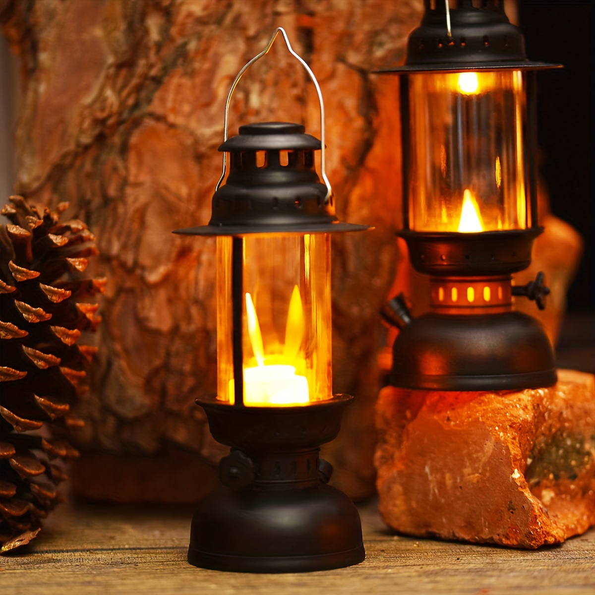 1pc Vintage Style Mini Led Candle Lamp Night Light For Camping, Bedside,  Indoors, Decorative Lantern For Christmas, Party, Yard Decorating
