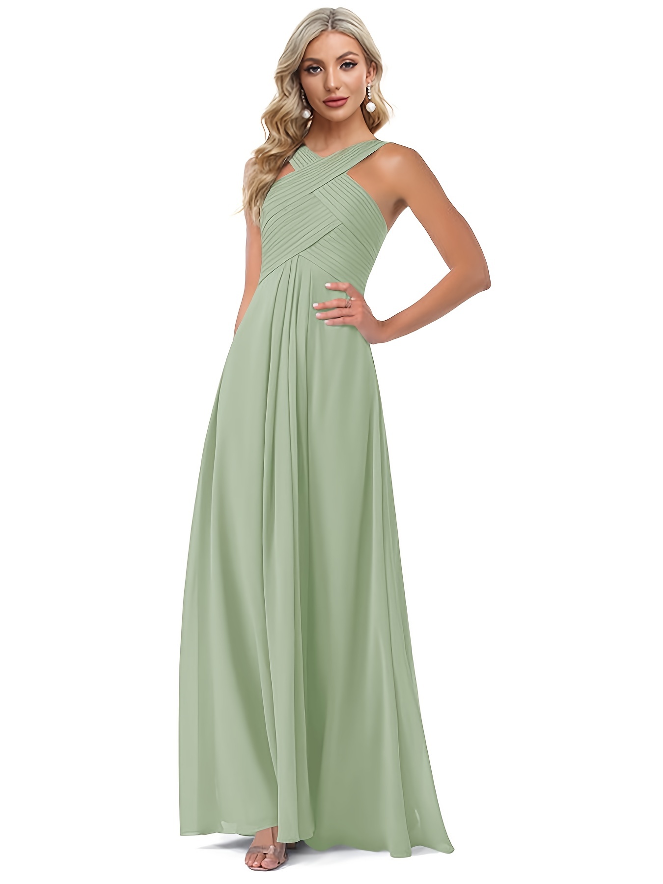 Pastel green hot sale bridesmaid dress