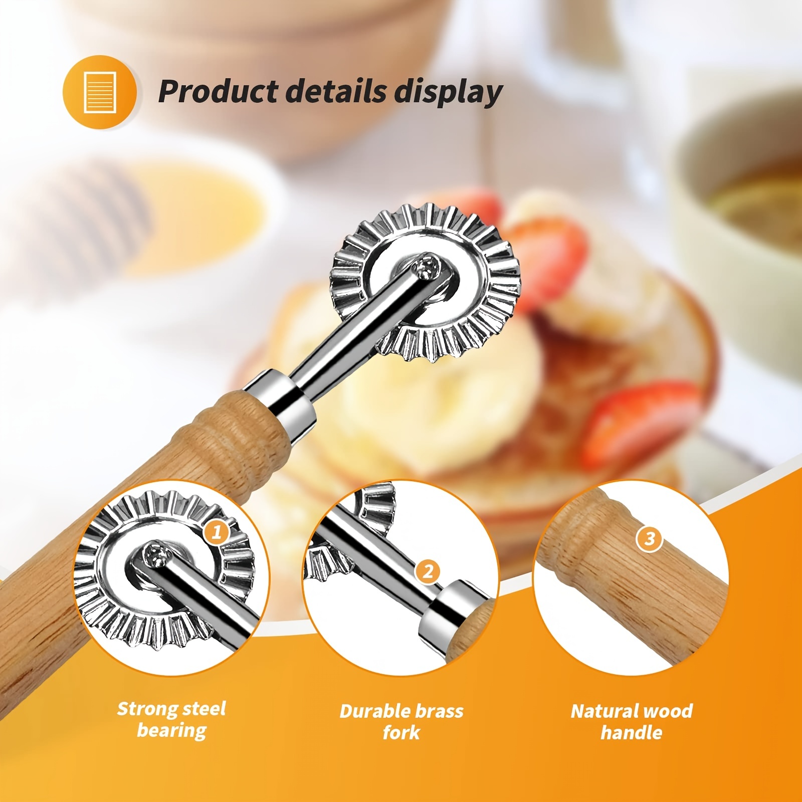 Long Handle Pasta Knife Wheel - Durable Zinc Alloy Ravioli Knife