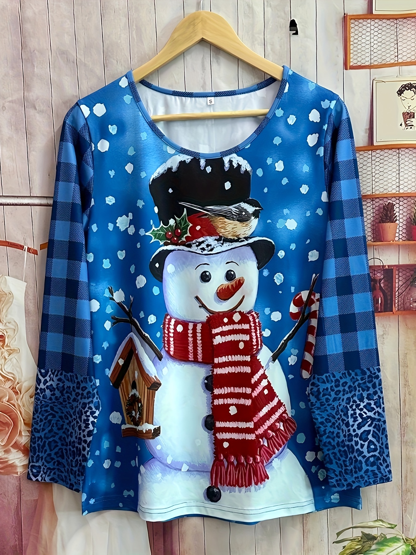 Plus Size Christmas Casual T shirt Women's Plus Snowman - Temu Canada