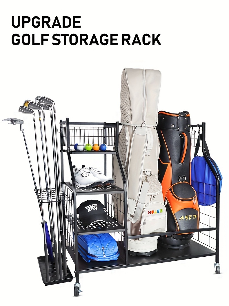 Sttoraboks Golf Bags Storage Garage Organizer Golf Bag Rack for 3 Golf Bags  and Golf Equipment Accessories Golf Club Storage Stand GF-002-D23 - The