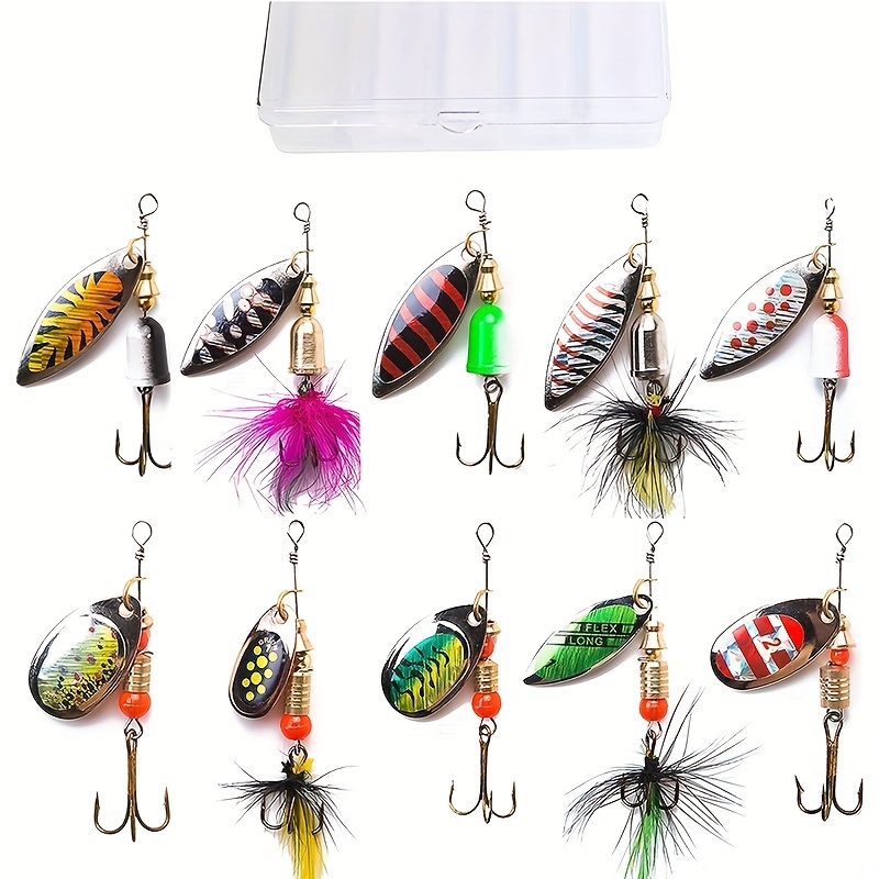 

10pcs Lure Bait Set, Rotating Sequin Fake Bait, Fishing Equipment