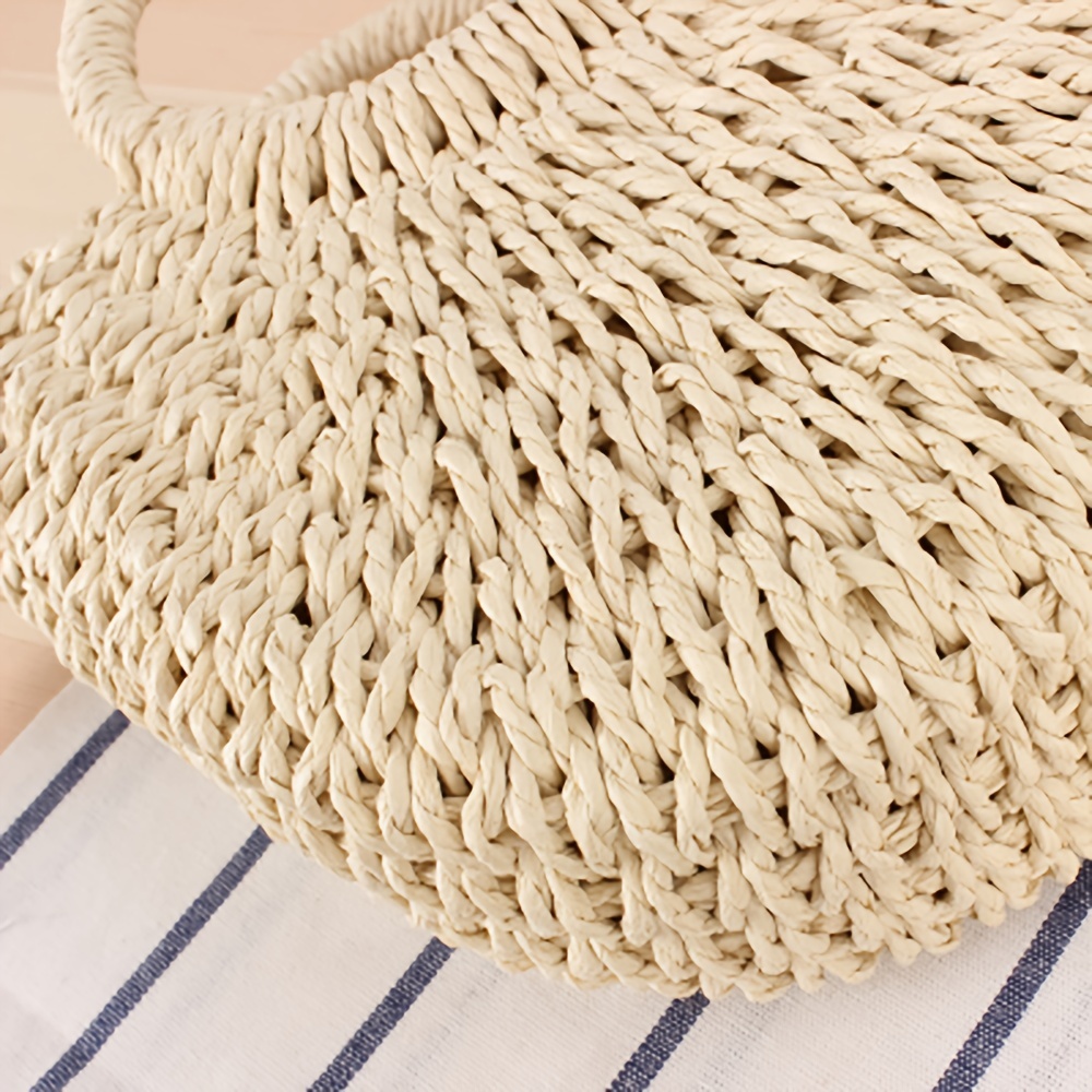 Natural Straw Crossbody Handbag Vintage Straw Purse Wicker 