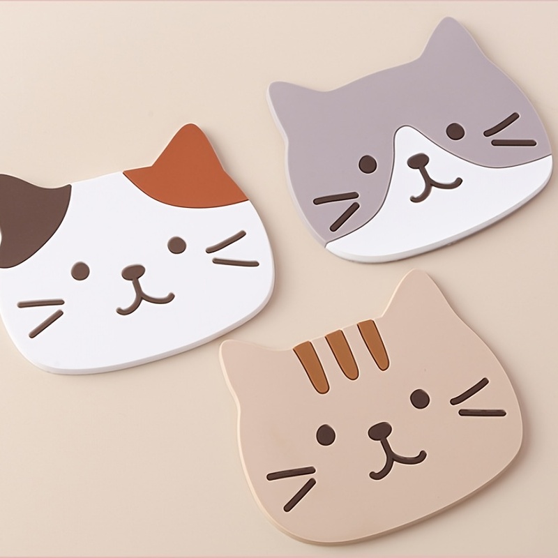 Cute Cat Shape Waterproof Anti-Slip Cup Coaster - Peachymart