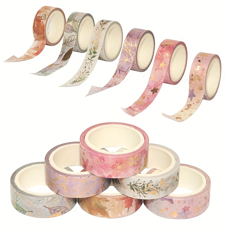 6-Piece Flower Plant Gold Foil Washi Tape Set - Add a Touch of Elegance to  Your Crafts!