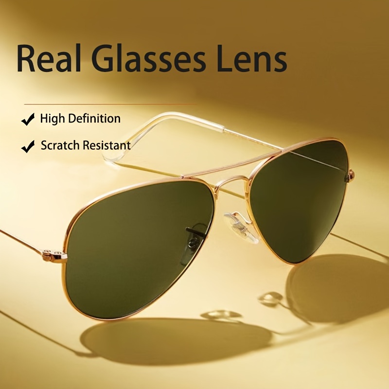 – Gafas de aviador con lentes transparentes tipo espejo y marco metálico  estilo retro