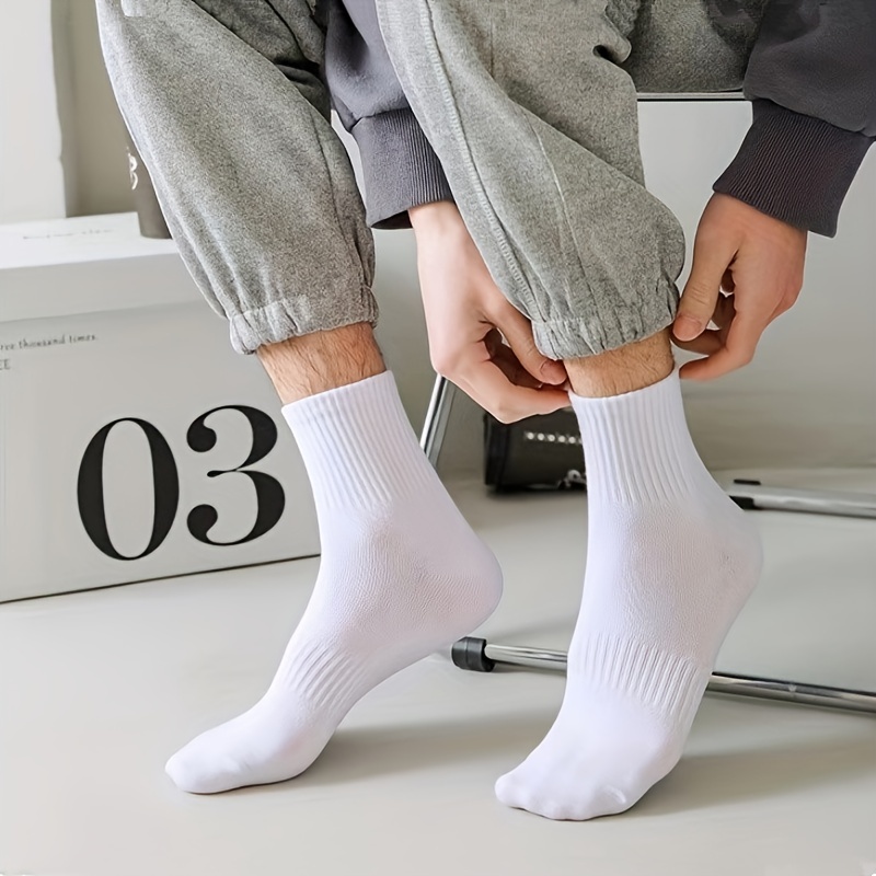 5 Pairs Unisex Comfortable Socks, High-quality Soft Breathable White Socks