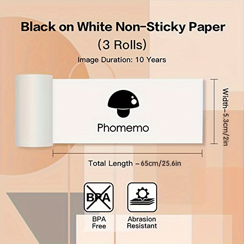 Phomemo T02 White Non adhesive Thermal Paper Non sticky - Temu