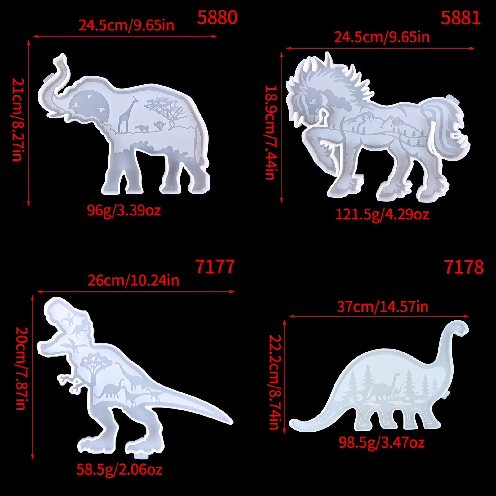 Diy Animal Series Silicone Molds Dinosaur Wolf Eagle Bear - Temu