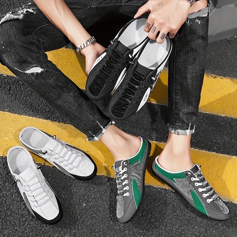 Slip On Mules Half Sneakers Casual Walking Shoes Outdoor Backless Sneakers Open Back - Men's Shoes - Temu