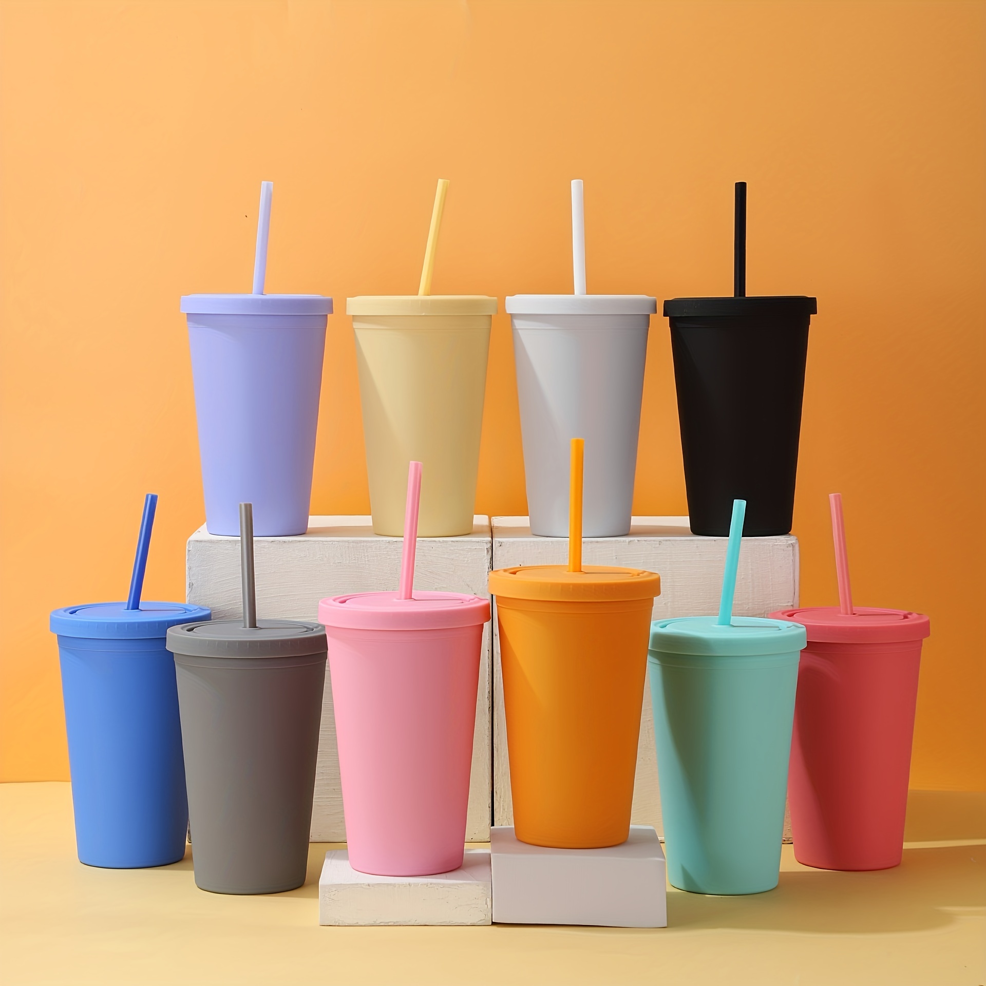 Solid Color Tumbler With Lid And Straw, Water Bottle, Portable Water Cups,  Summer Winter Drinkware, Travel Accessories - Temu
