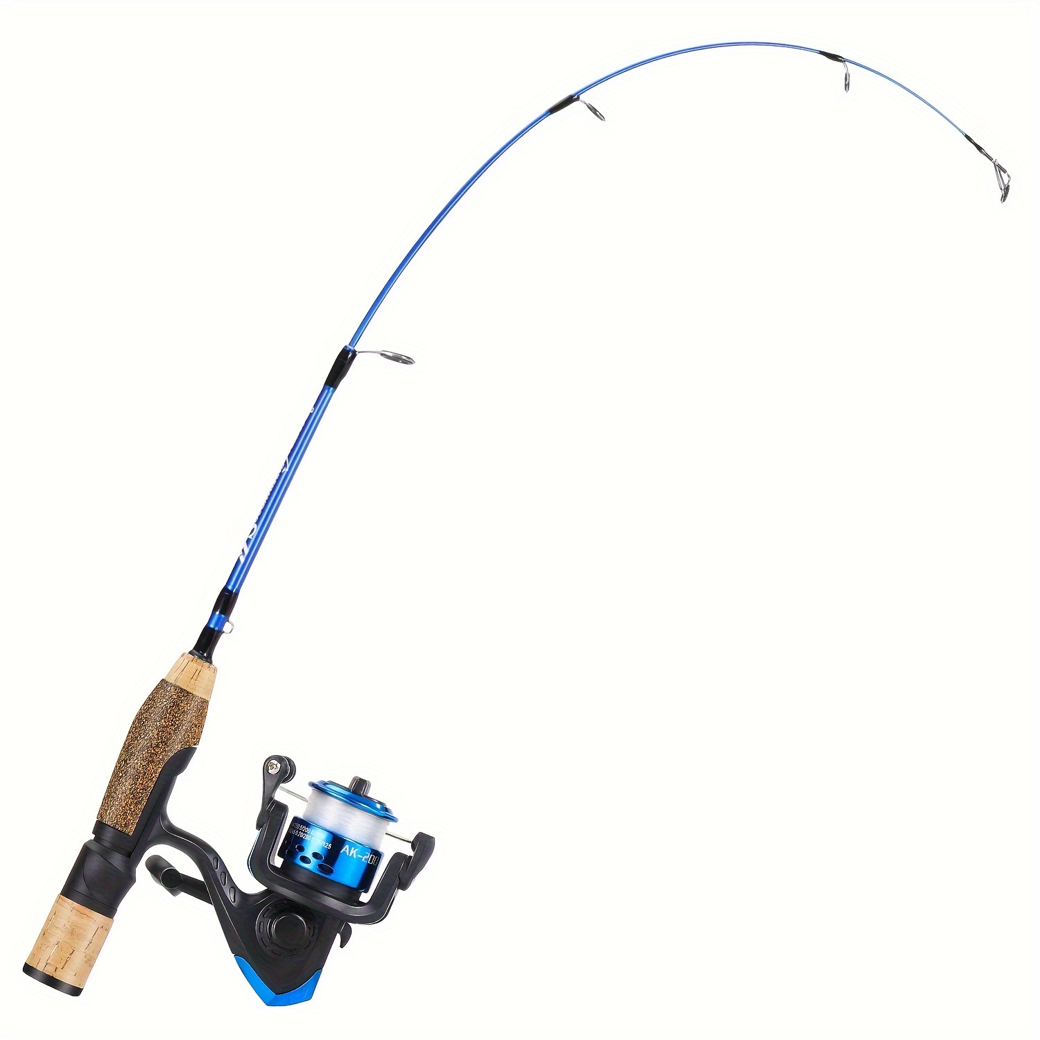 Sougayilang Ice Fishing Gear Set, Including 2 Sections Fiberglass M/L Power  Ice Fishing Rod, And 3BB Mini Spinning Reel With Fishing Line, Bait, Etc.