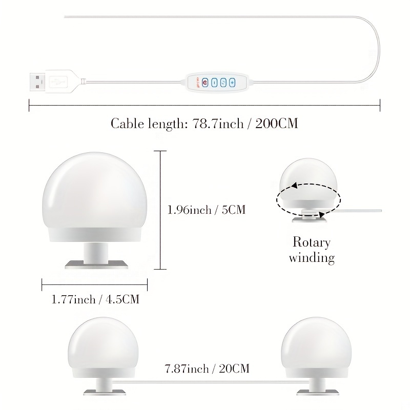 3 Colours Led Make Up Mirror Light Bulbs Usb - Temu