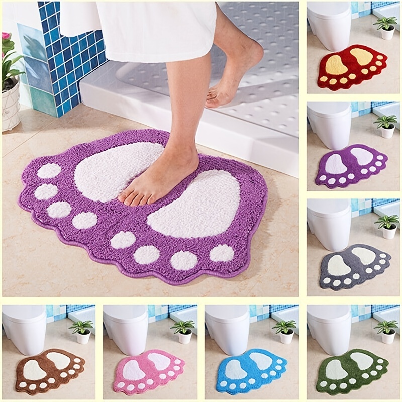 Non-Slip Bath Mat Cute Big Feet Absorbent Bathroom Rug Floor Mat
