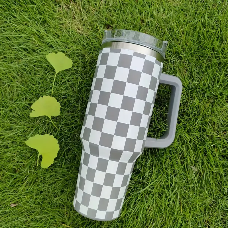 Plaid Tumbler With Lid Stainless Steel Insulated Water - Temu
