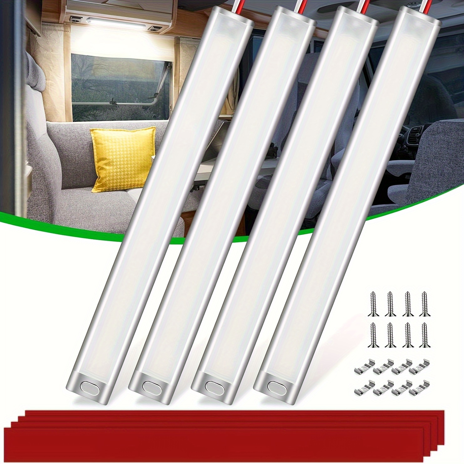 12v LED Interior Light Bar 120LEDs 1500LM 8W DC 12 Volt Led Strip Lights  With ON/Off Switch, For Enclosed Cargo Trailer, Car RV Van Truck (1pack)