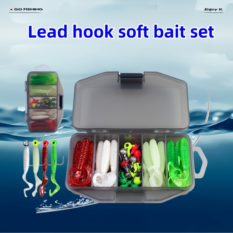 Lead Hook Soft Bait Set 4 Colors Twister Tail Swimbaits Bass - Temu