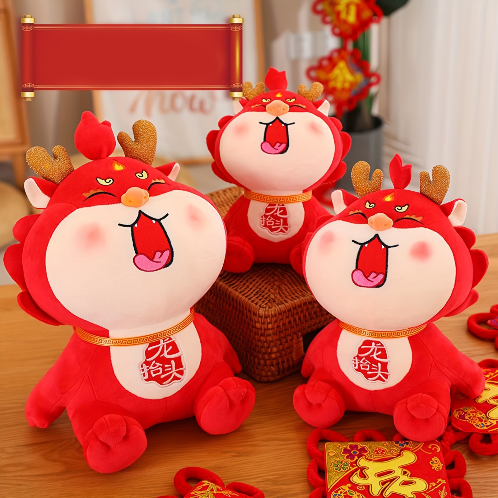 Plush Doll Toy Year of 2024 Mascot Doll Ornament Soft Stuffed