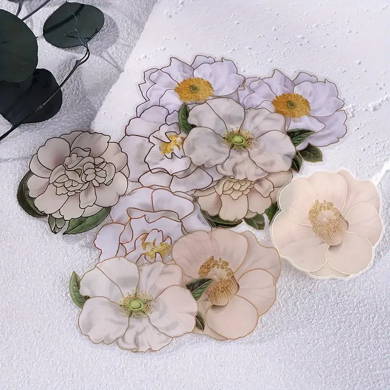 10 Retro Flower Stickers Hand Account Diy Decoration - Temu