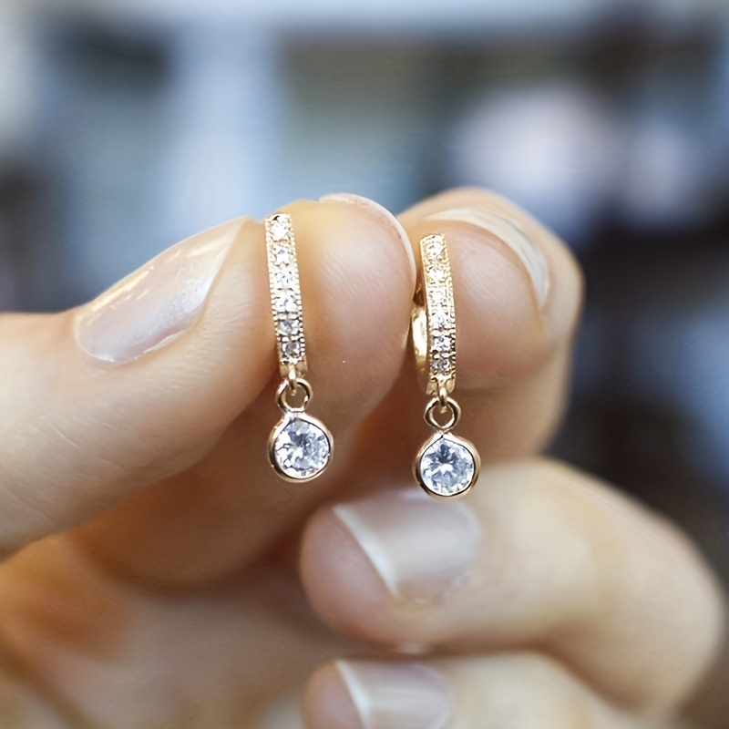 Image of Elegant Women's (compatible For Kc) Drop Earrings With Shiny - Minimalist Wedding Jewelry, April Birthstone (synthetic Stone), Bridal Dangle Earrings For Daily Wear, Valentine's Gift, Accessory