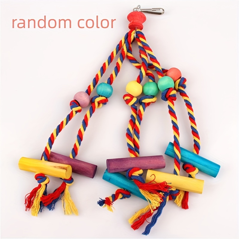 Rope Bird Chew Toy For Parrots, Wooden Block Parrots Chew Toy, Bird Toys