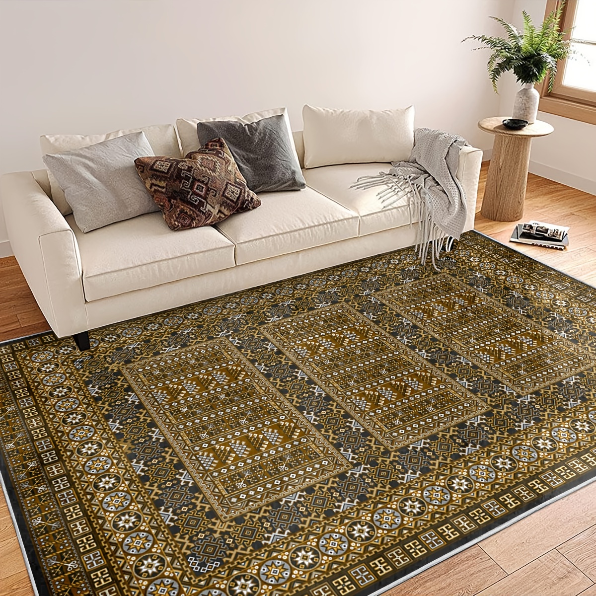 Boho Vintage Absorbent Non Slip Cushioned Rugs Stain - Temu