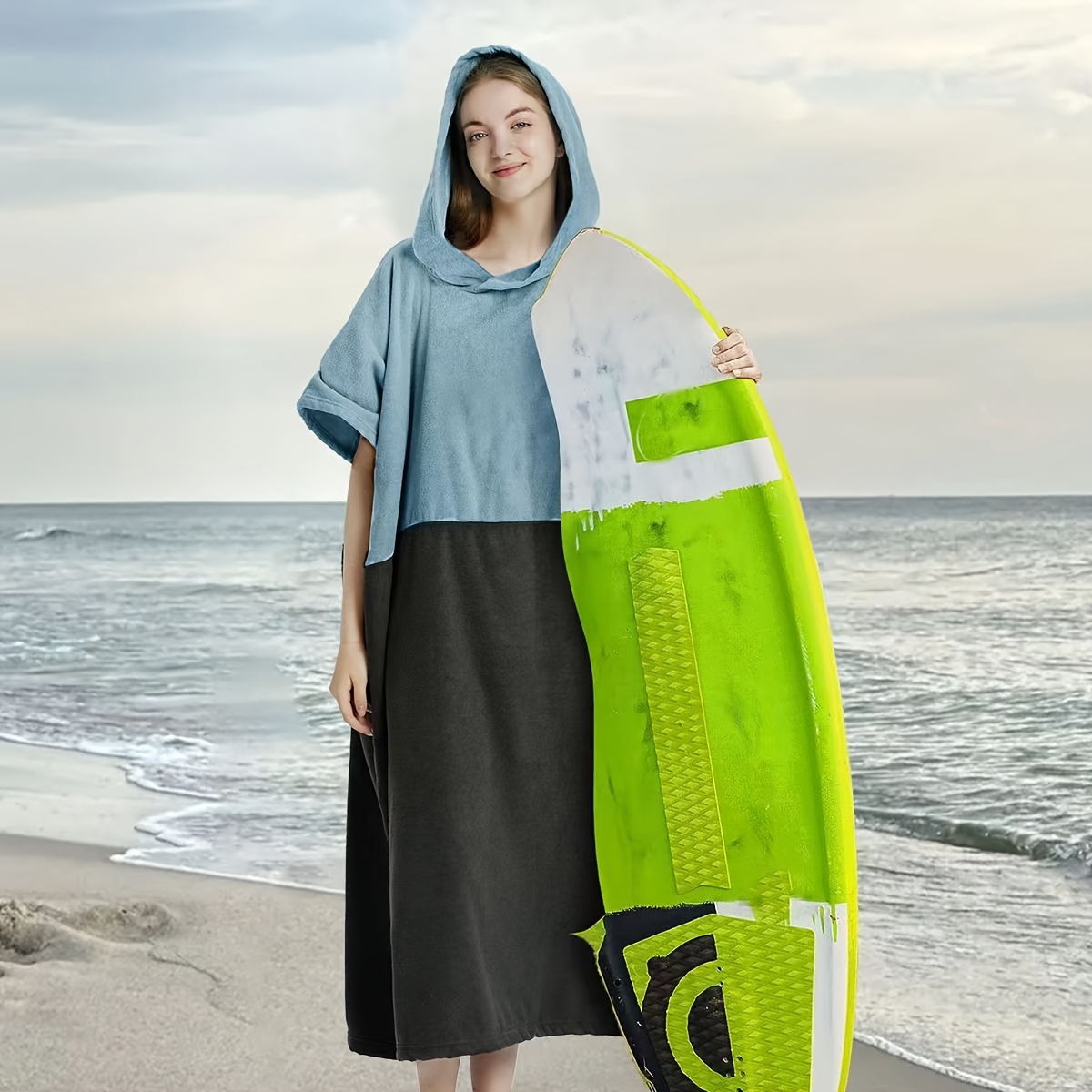 Surf Poncho Hooded Changing Robe for Adults Men Women, Wetsuit Change  Poncho for Surfing, Swimming, Beach Water Absorbent Changing Towel